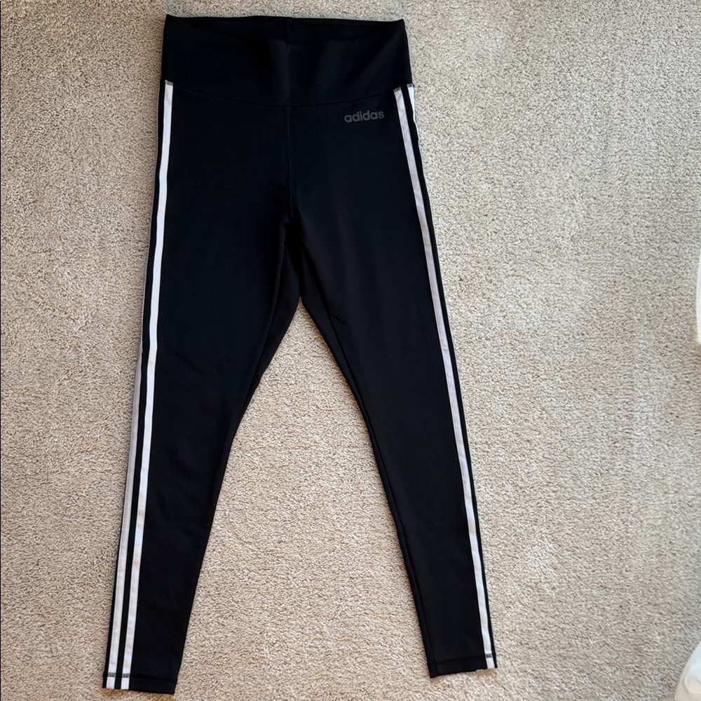 Adidas Women’s Black Leggings with White Accents